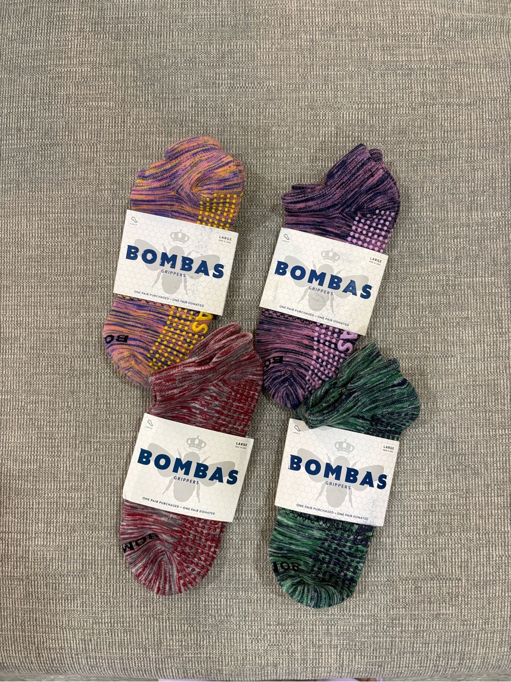 Bombas women ankle gripper Socks - Assorted Colors (4-Pack)